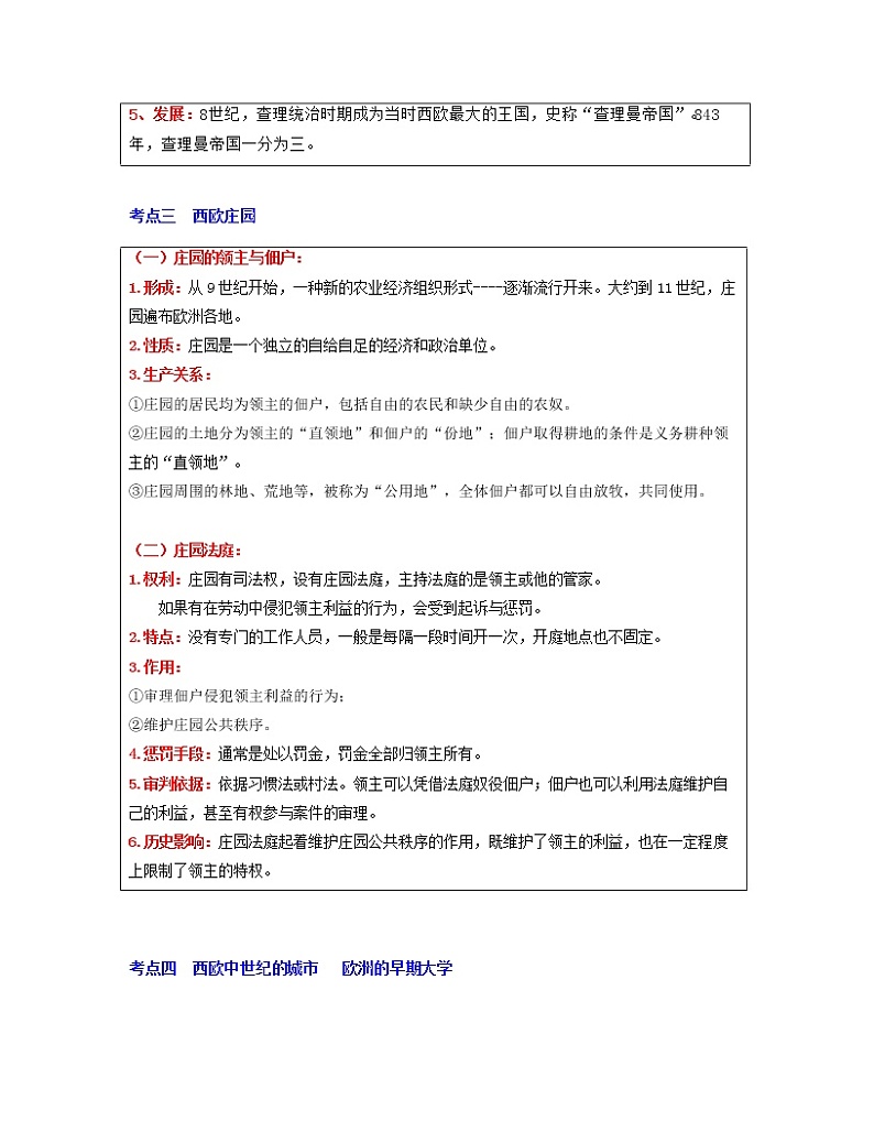 专题24  封建时代的欧洲-中考历史一轮复习 知识点精讲+练习03