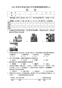 2020年湖南省张家界市中考一模历史试题（含答案）