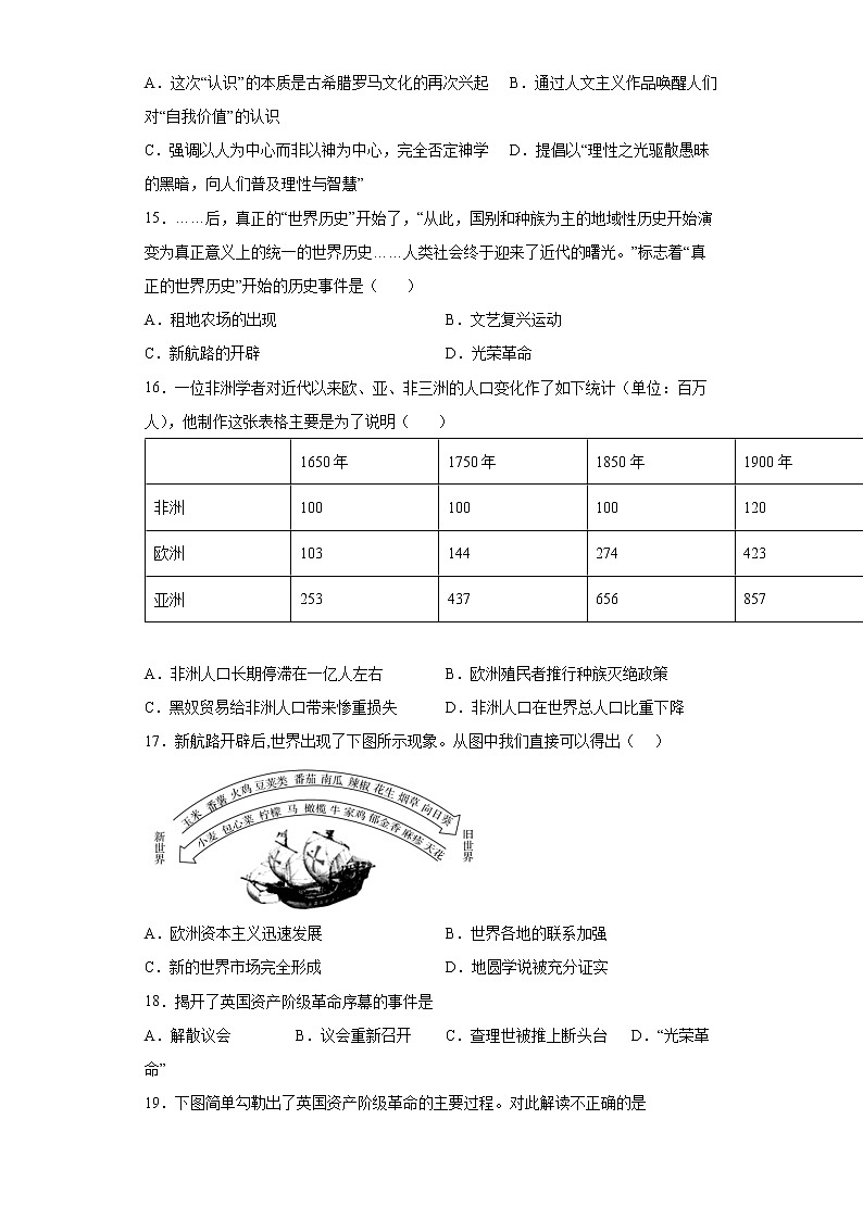四川省成都市彭州市2021-2022学年九年级上学期期末摸底考试历史试题（word版含答案）第3页