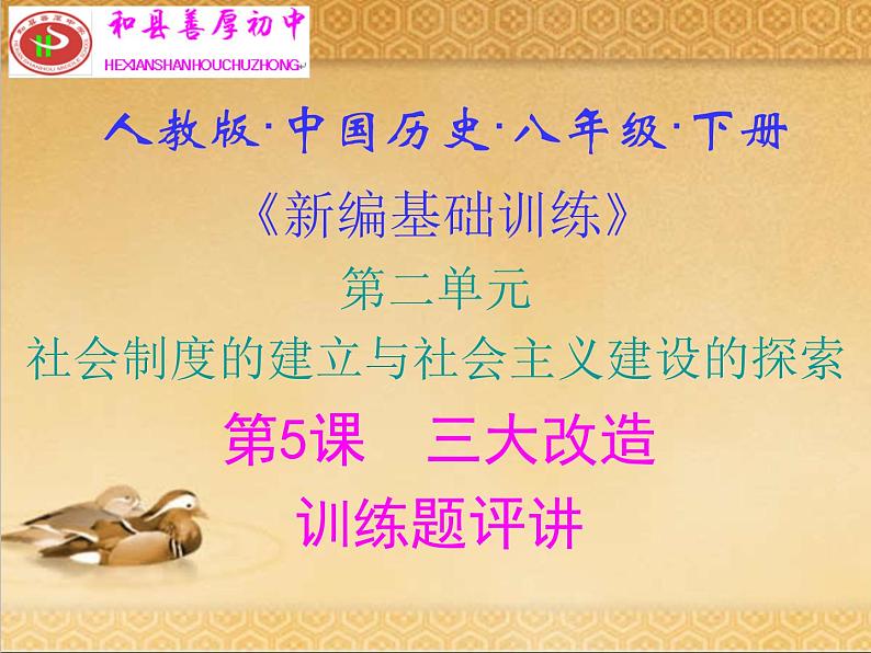 人教版中国历史八年级下册《新编基础训练》第5课训练题评讲课件PPT第1页