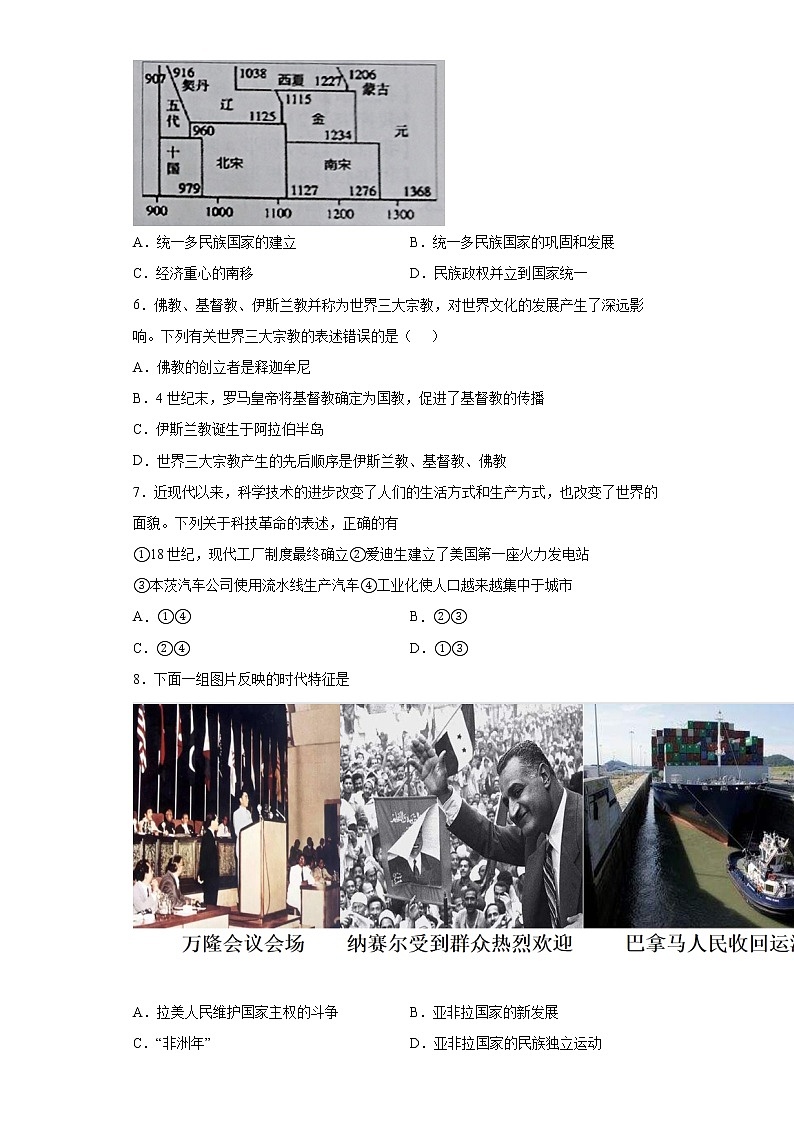 2022年江苏省淮安市涟水县中考一模历史试题（word版含答案）02