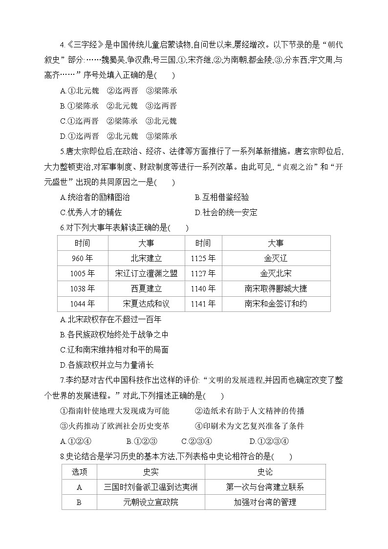 2022年广东省深圳市初中毕业生学业考试历史全真模拟试卷(四)（word版含答案）第2页