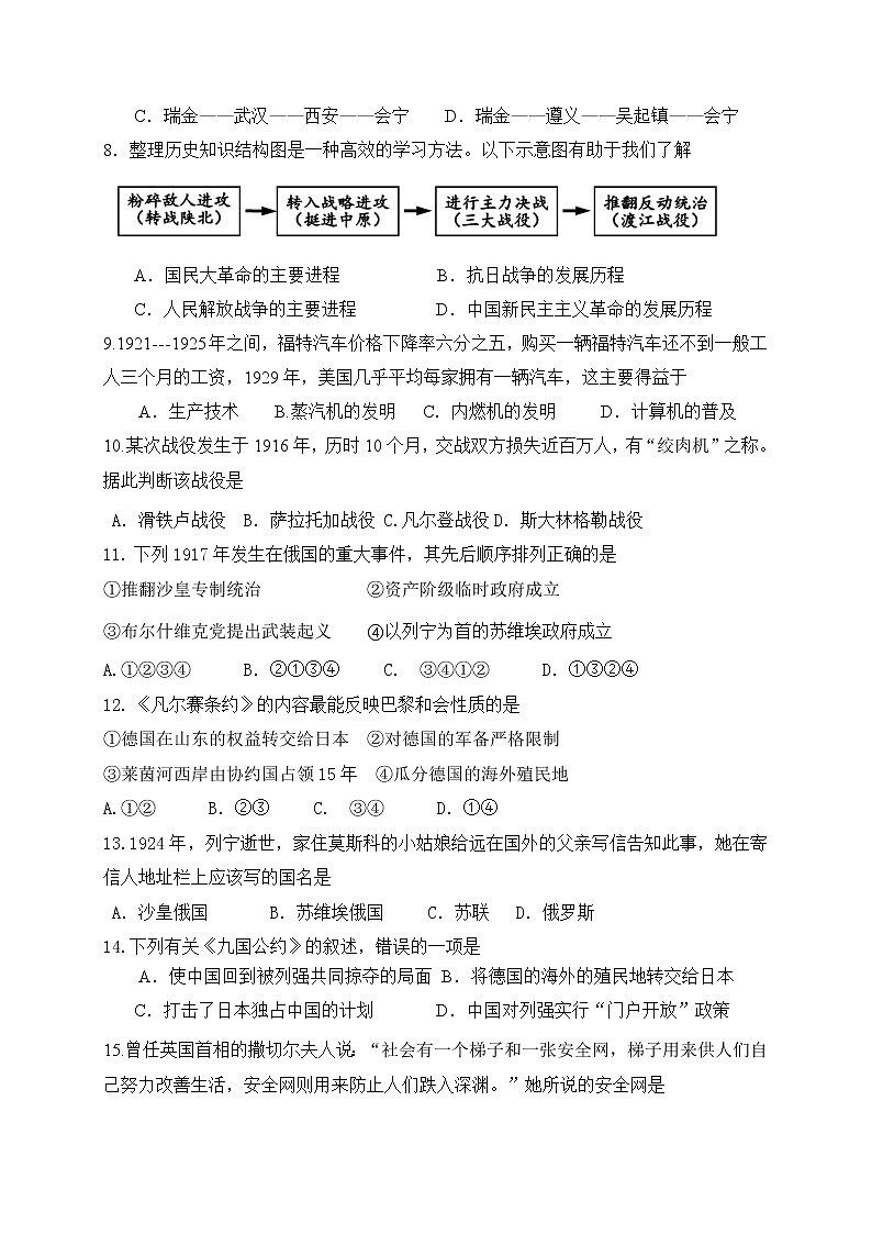 四川省内江市威远县凤翔中学2021-2022学年九年级下学期第一次模拟考试历史试题（word版含答案）02