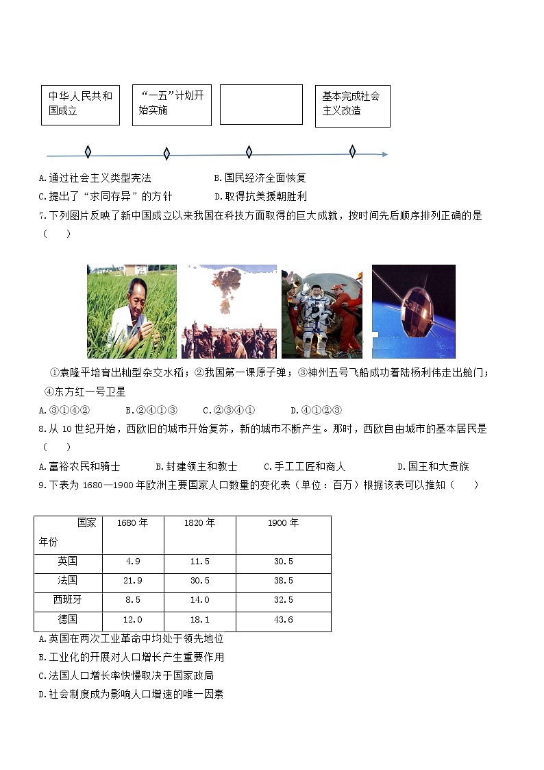 2022年湖北省利川市建南镇乐福店初级中学初中历史学业水平考试模拟试题02