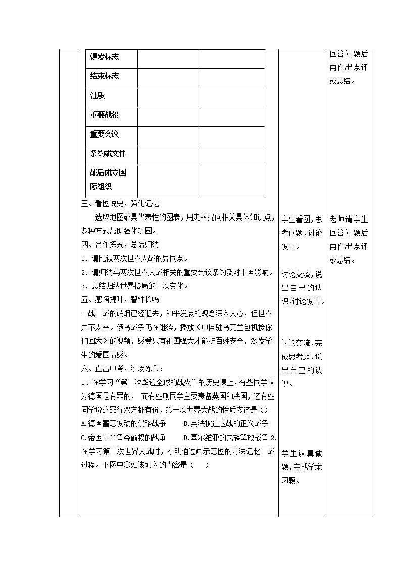 2022年湖北省十堰市中考历史专题复习：两次世界大战及世界格局演变（教案+课件+学案+视频）02