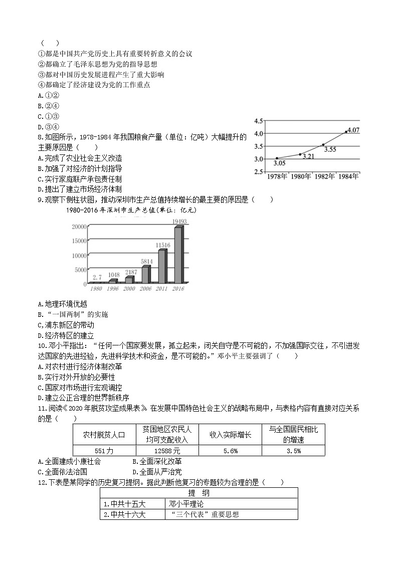 江苏省东台市台南中学2022年中考历史模拟试题（四）(word版含答案)第2页