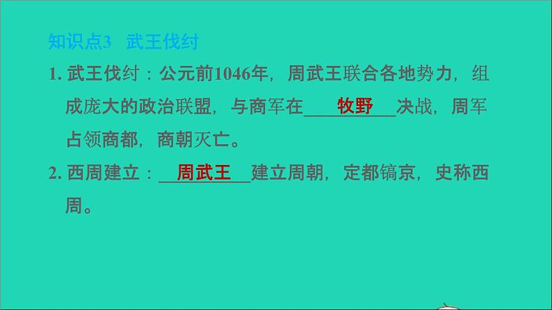 部编版七年级历史上册第二单元夏商周时期：早期国家与社会变革第4课夏商周的更替习题课件新人教04