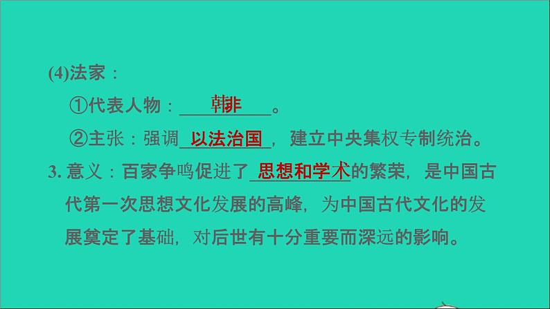 部编版七年级历史上册第二单元夏商周时期：早期国家与社会变革第8课百家争鸣习题课件新人教07