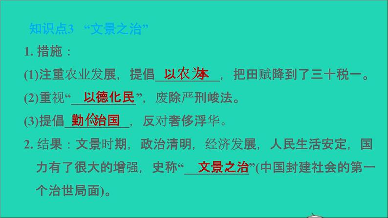 部编版七年级历史上册第三单元秦汉时期：统一多民族国家的建立和巩固第11课西汉建立和文景之治习题课件新人教第5页