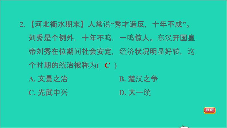 部编版七年级历史上册第三单元秦汉时期：统一多民族国家的建立和巩固第13课东汉的兴衰习题课件第8页