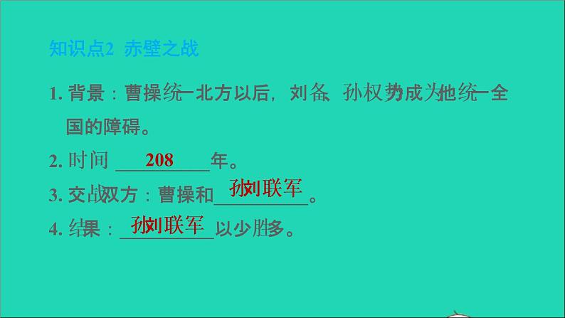 部编版七年级历史上册第四单元三国两晋南北朝时期：政权分立与民族交融第16课三国鼎立习题课件04