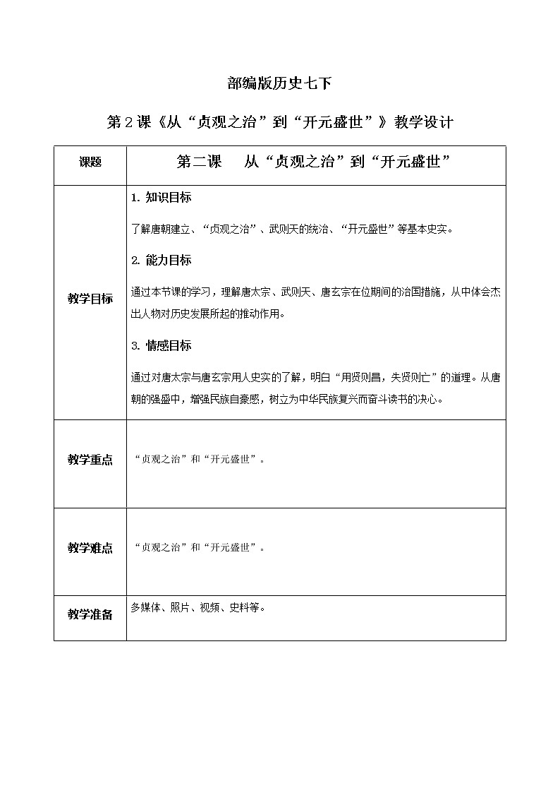 1.2《从“贞观之治”到“开元盛世”》教学设计第1页