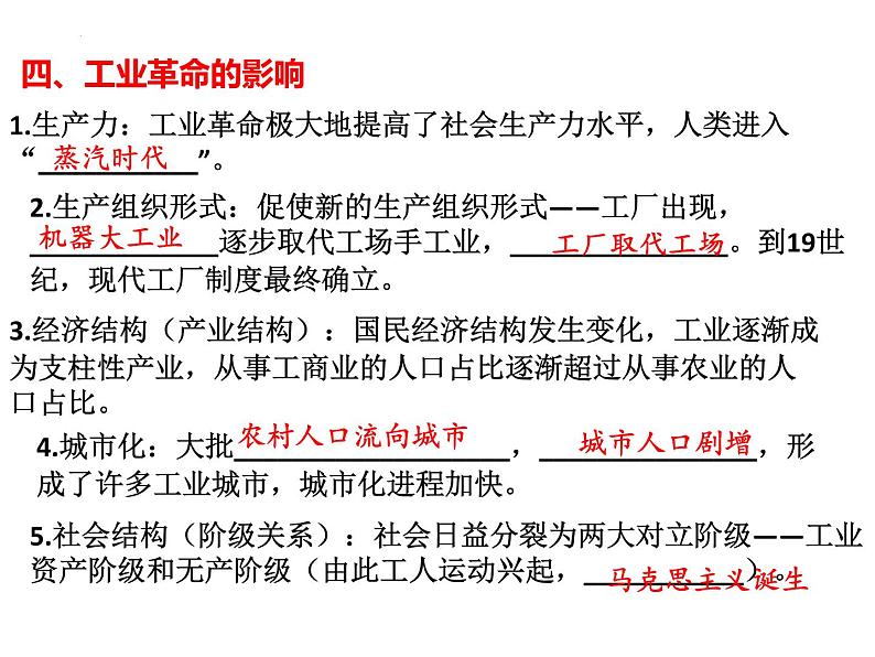 2022年江西省中考历史二轮专题复习3.工业革命和国际共产主义运动的兴起课件第5页