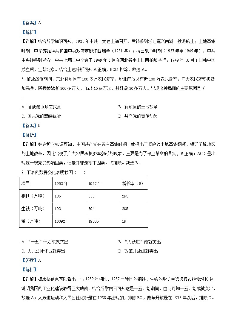 2021年内蒙古自治区赤峰市中考历史试题（解析版）03