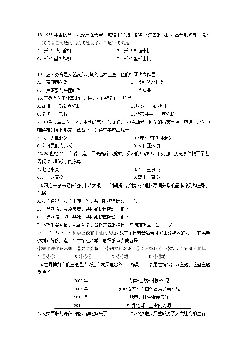 2022年贵州省铜仁市碧江区初中毕业认定考试文综历史试卷02
