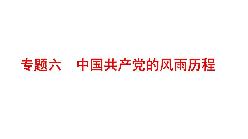 2022年广东省深圳市中考历史二轮专题复习课件：专题六　中国共产党的风雨历程第1页