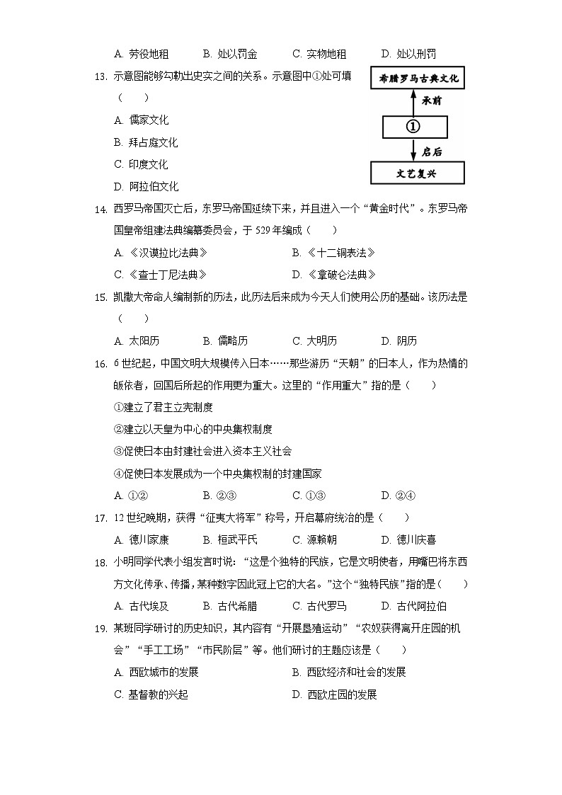 广西桂林市全州县2021-2022学年九年级（上）期末历史试卷（含解析）第3页