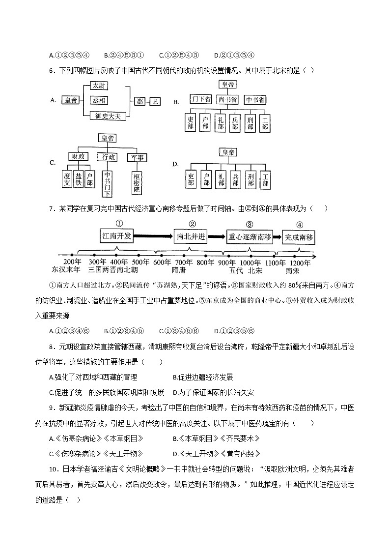 2022年山东省聊城市莘县中考一模历史试题（含答案）第2页
