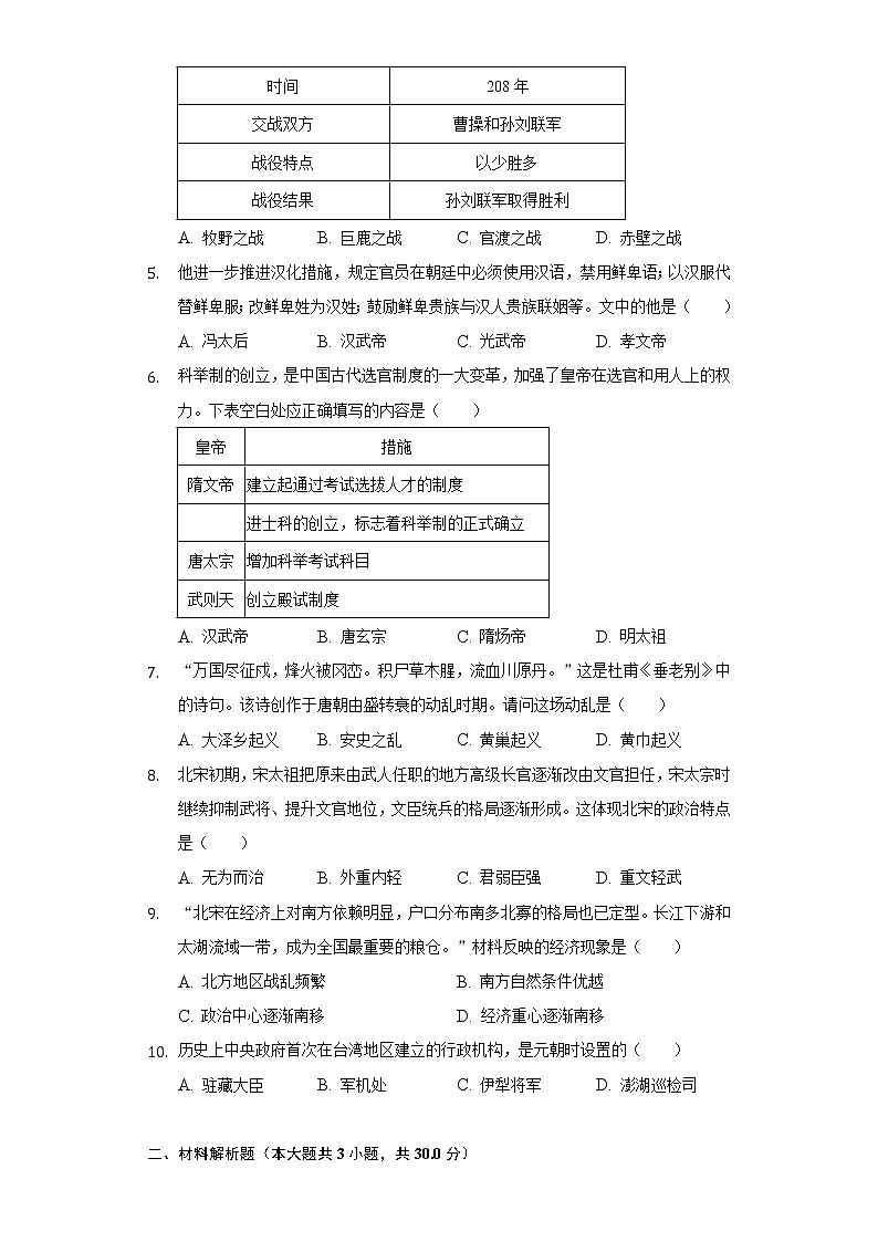 2021-2022学年江苏省淮安市洪泽湖中学九年级（下）第一次作业历史试卷（含解析）02