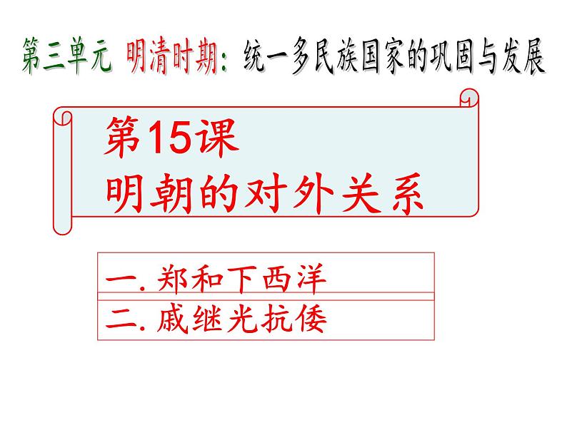 人教部编七下历史 15明朝的对外关系 课件01