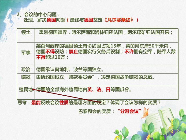 初中历史人教版（部编）九年级下册第10课 《凡尔赛和约》和《九国公约》部优课件第8页