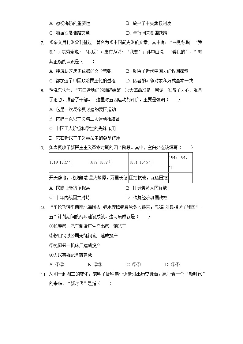 2021年山东省菏泽市单县中考历史三模试卷（含解析）02