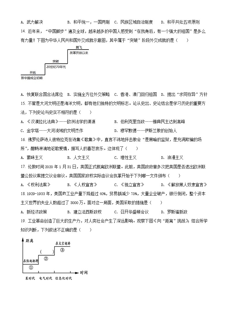 2022年江苏省无锡市滨湖区中考一模历史试题第3页