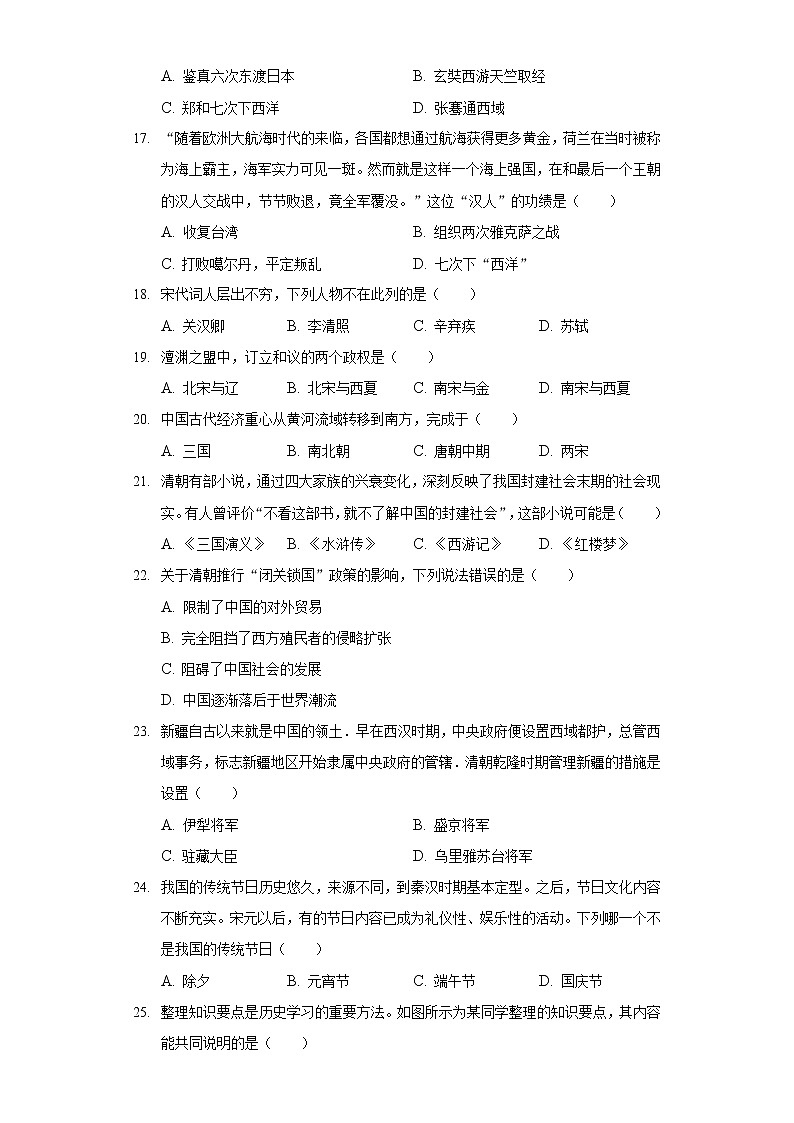2020-2021学年贵州省毕节市威宁县七年级（下）期末历史试卷（含解析）03