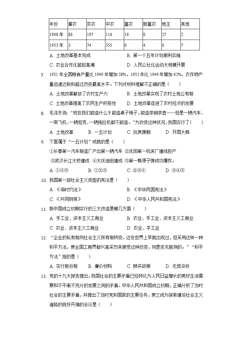 贵州省黔西南州贞丰县黔峰学校2020-2021学年八年级（下）期中历史试卷（含解析）第2页