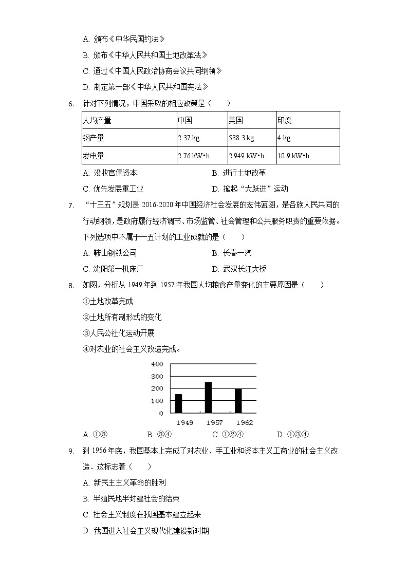 山东省临沂市郯城县2020-2021学年八年级（下）期中历史试卷（含解析）第2页