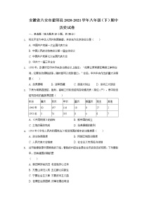 安徽省六安市霍邱县2020-2021学年八年级（下）期中历史试卷（含解析）