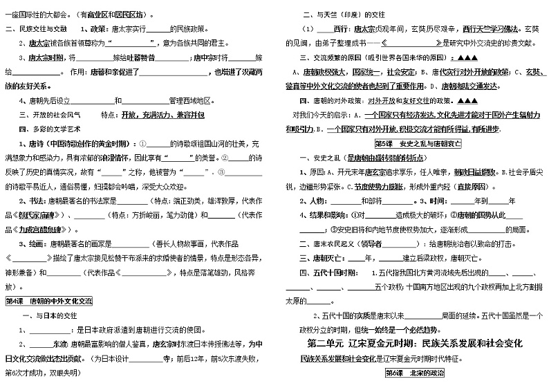 人教部编版七年级历史下册知识点复习提纲【填空版】02