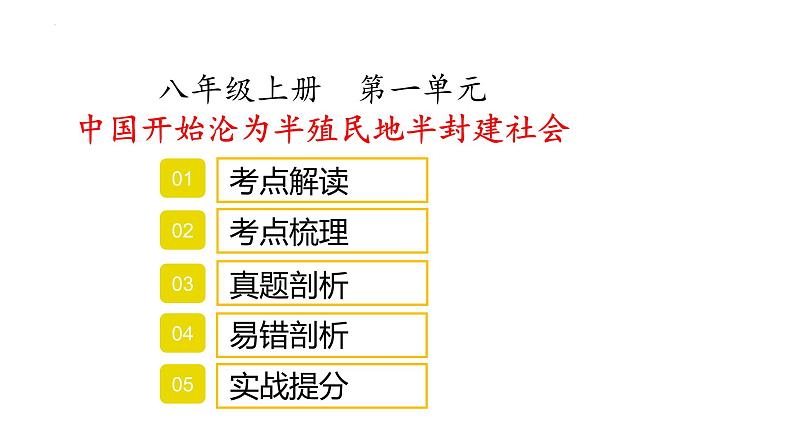 八年级上册第一单元中国开始沦为半殖民地半封建社会复习课件2022年中考历史考点专项突破第1页