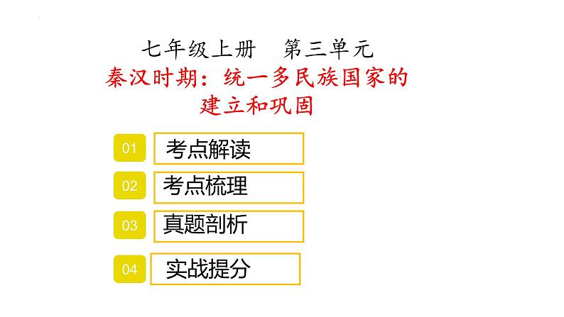 七年级上册第三单元秦汉时期：统一多民族国家的建立和巩固复习课件2022年中考考点专项突破第1页