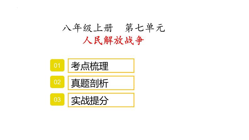 八年级上册第七单元人民解放战争复习课件2022年中考历史考点专项突破第1页