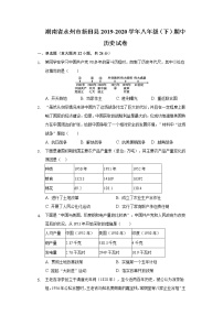 湖南省永州市新田县2019-2020学年八年级（下）期中历史试卷（含解析）