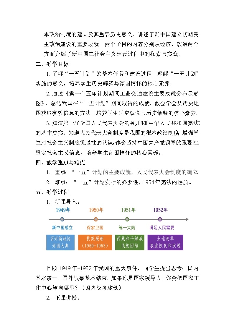 2.4工业化的起步和人民代表大会制度的确立 教学设计02