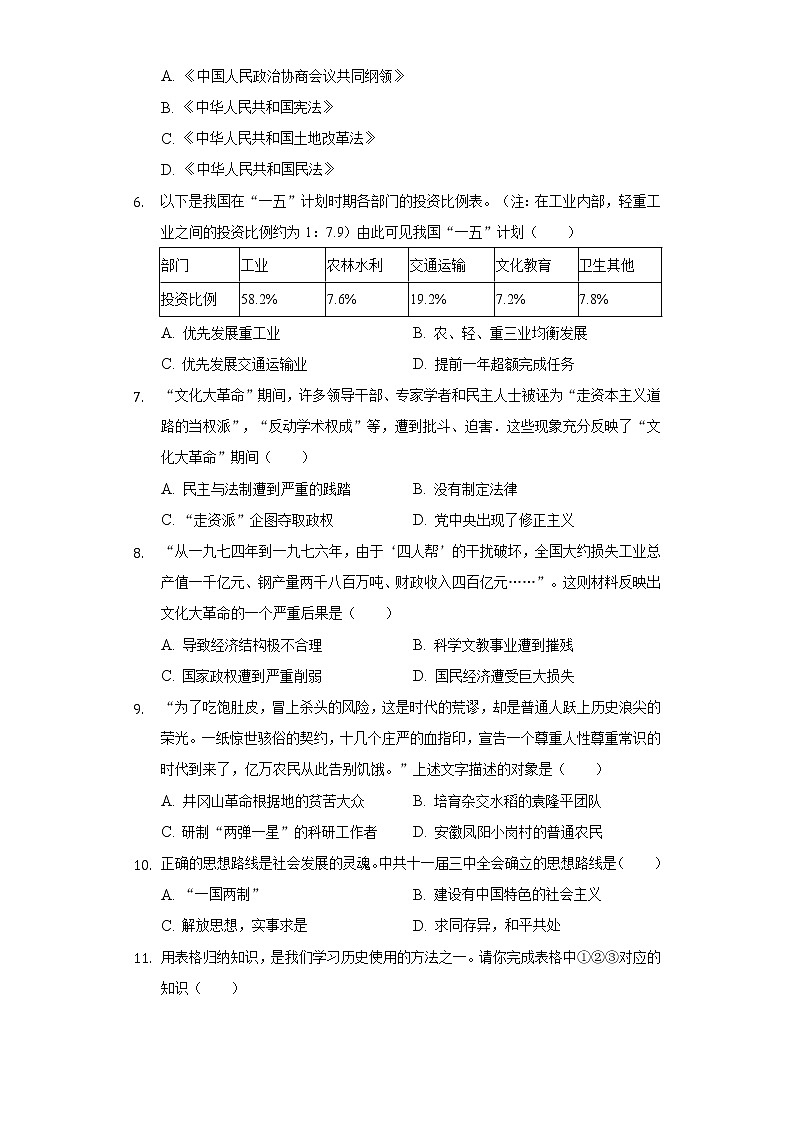 江苏省连云港市东海县晶都双语学校2019-2020学年八年级（下）月考历史试卷（5月份）（含解析）第2页