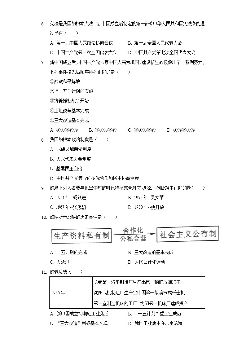 辽宁省沈阳市127中学2019-2020学年八年级（下）月考历史试卷（4月份）（含解析）第2页