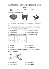 2022年湖南省长沙市初中学业水平考试适应性测试（二）历史试题(word版含答案)