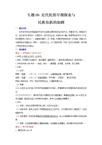 2022年安徽中考二轮历史重难点复习专题09+近代化的早期探索与民族危机的加剧