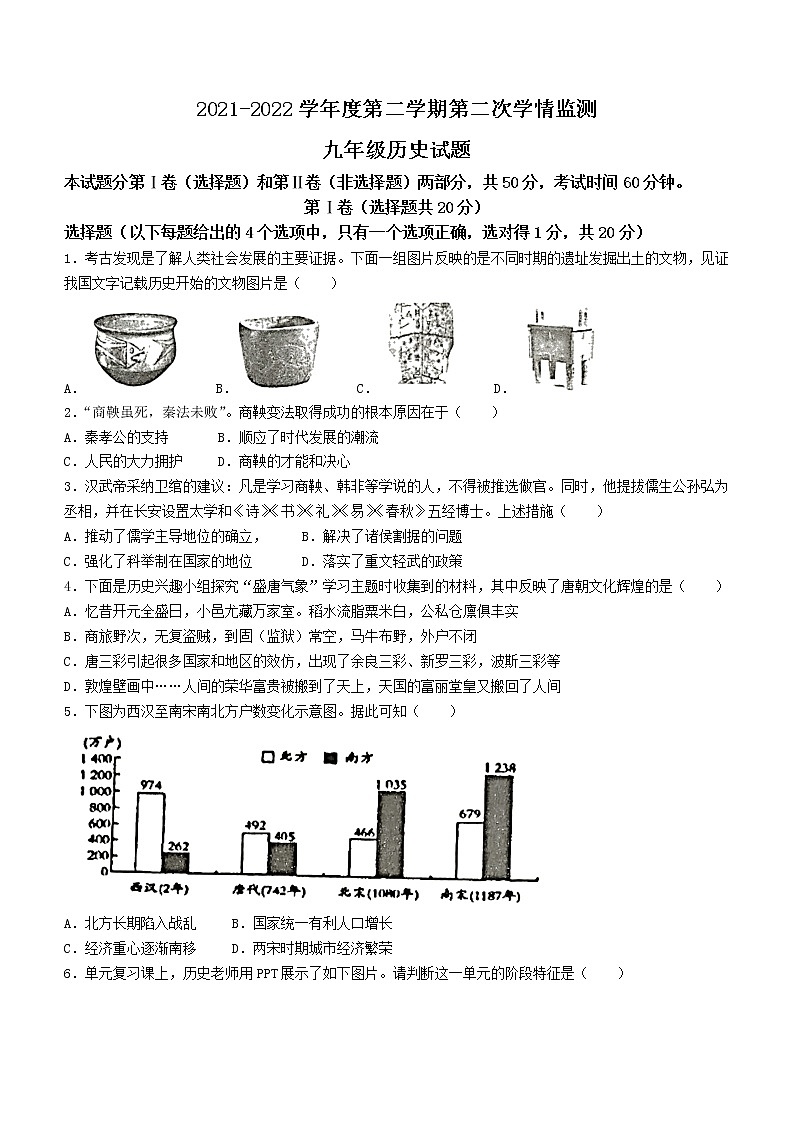 2022年山东省济宁市金乡县中考二模历史试题01
