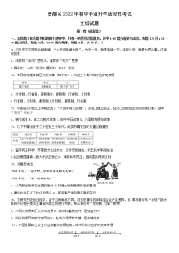 2022年湖北省随州市曾都区初中毕业升学适应性考试（一模）文科综合历史试题