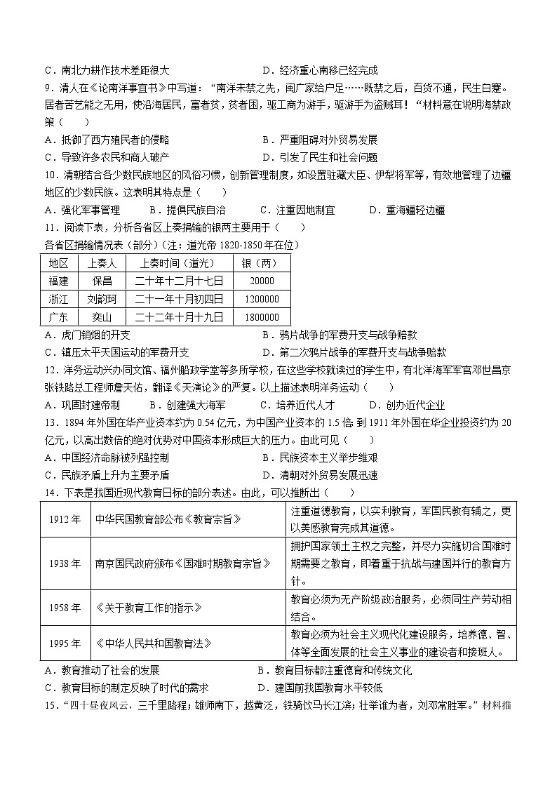 2022年广东省惠州市惠阳区中考一模历史试题02