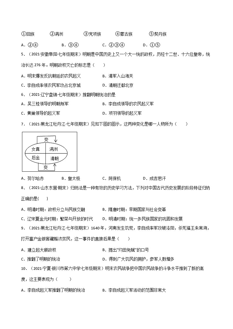 人教部编版七年级历史下册---第17课明朝的灭亡（考）-【当堂考试】（学生版+教师版）课件PPT02