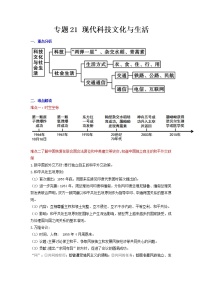 2022年安徽中考二轮历史重难点复习+专题21+现代科技文化与生活（有答案）