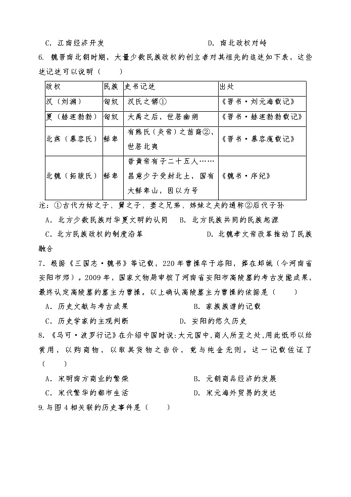 2022年山东省菏泽市巨野县中考模拟历史试题（三）(word版含答案)第2页