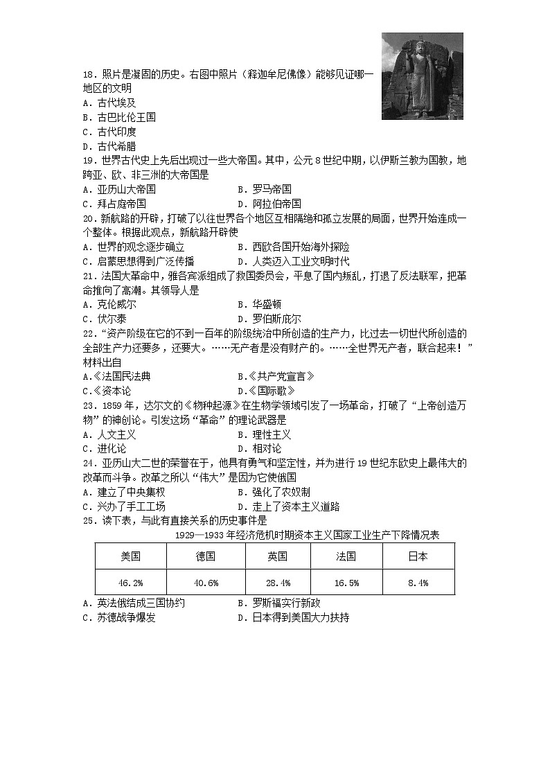 山东省济南市莱芜区莲河学校（五四制）2021-2022学年八年级下学期期中考试历史试题（含答案）第3页
