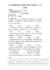 2022年湖南省永州市宁远县初中学业水平考试模拟（三）历史试题