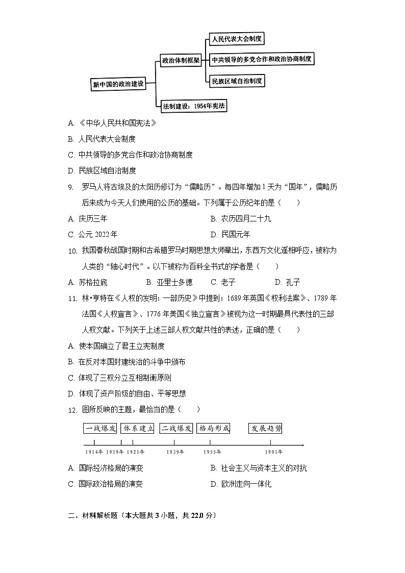 2022年四川省泸州市泸县中考历史二模试卷（含解析）03